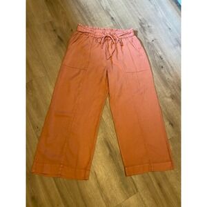 Joie 100% Lyocell Wide Leg Pants Size L Rust Paperbag Waist Cropped Coastal EUC